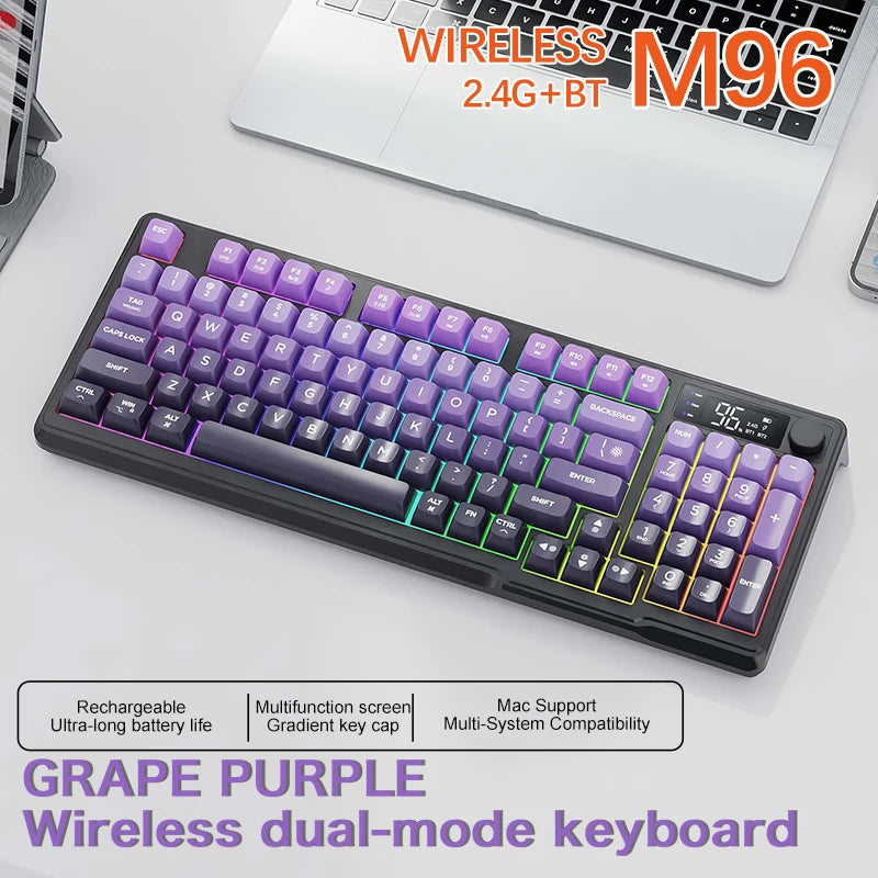 FREEWOLF M96 Wireless Keyboard & Mouse Combo – Dual Mode, Smart Screen, RGB Backlight