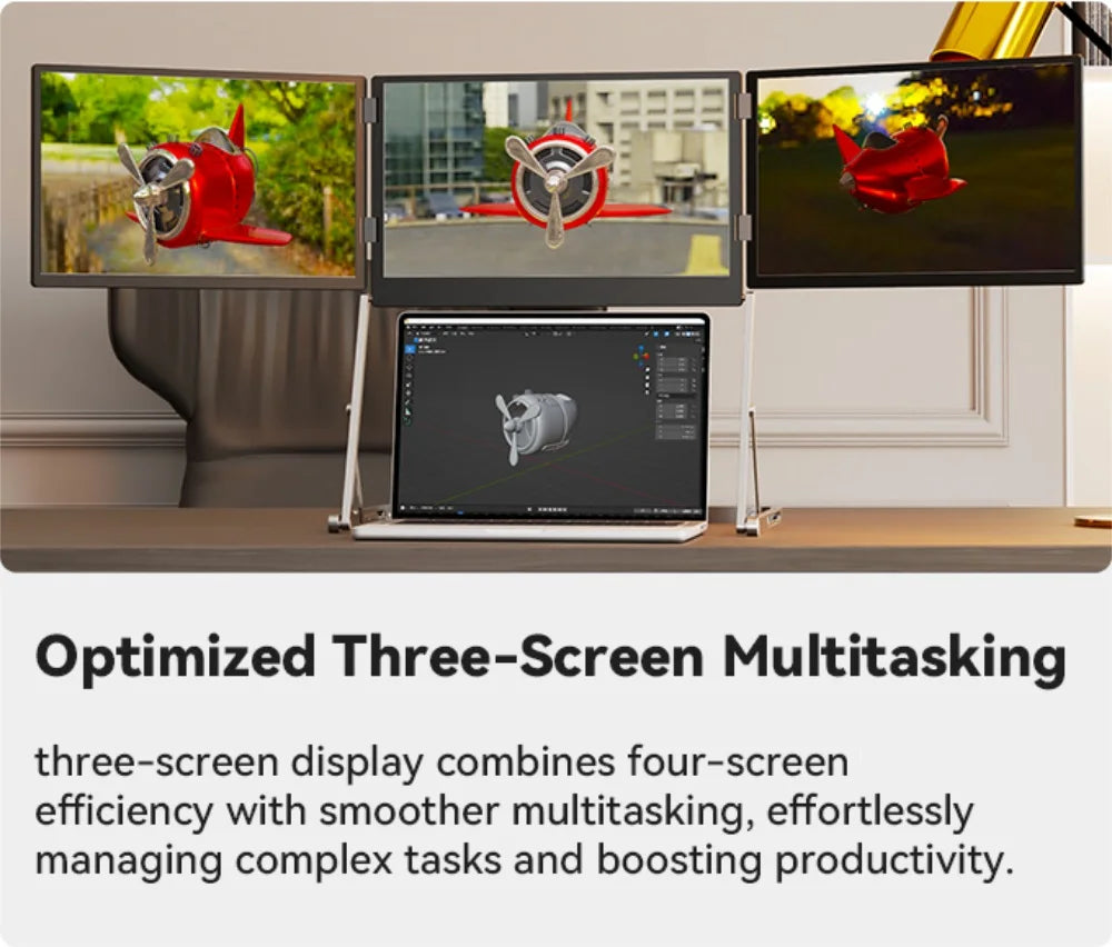 Rospider TriCreate Triple Screen Display Solution | IPS Full HD | Single-Cable Multi-Monitor Support