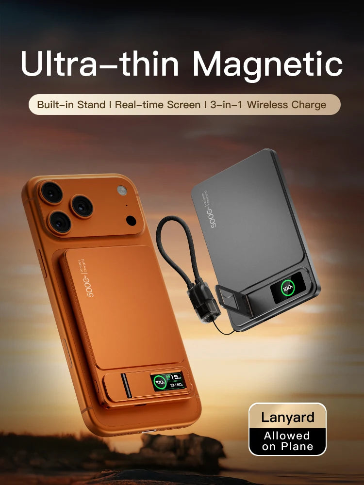 3-in-1 Wireless Power Bank 20W – MagSafe-Style Magnetic Charger with Smart Display & Stand