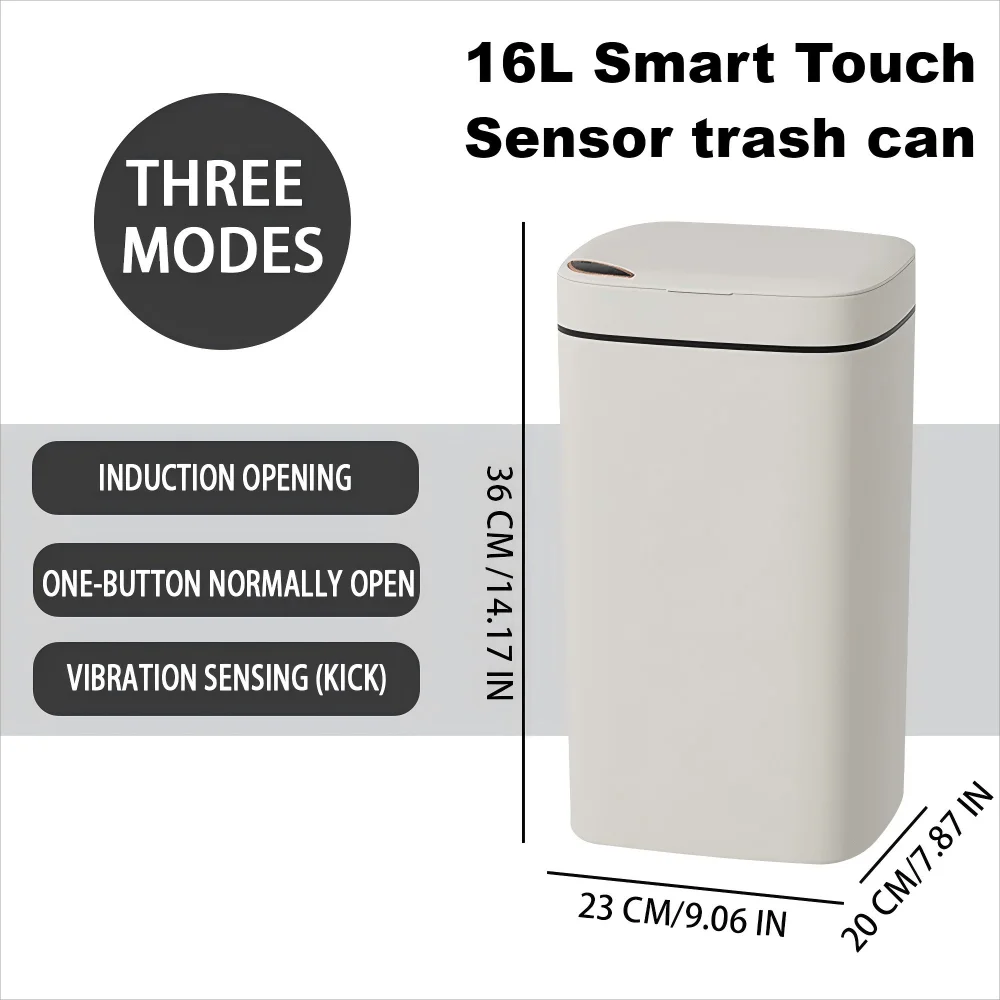 16L Automatic Smart Trash Can – Touchless Induction Garbage Bin (No Battery)