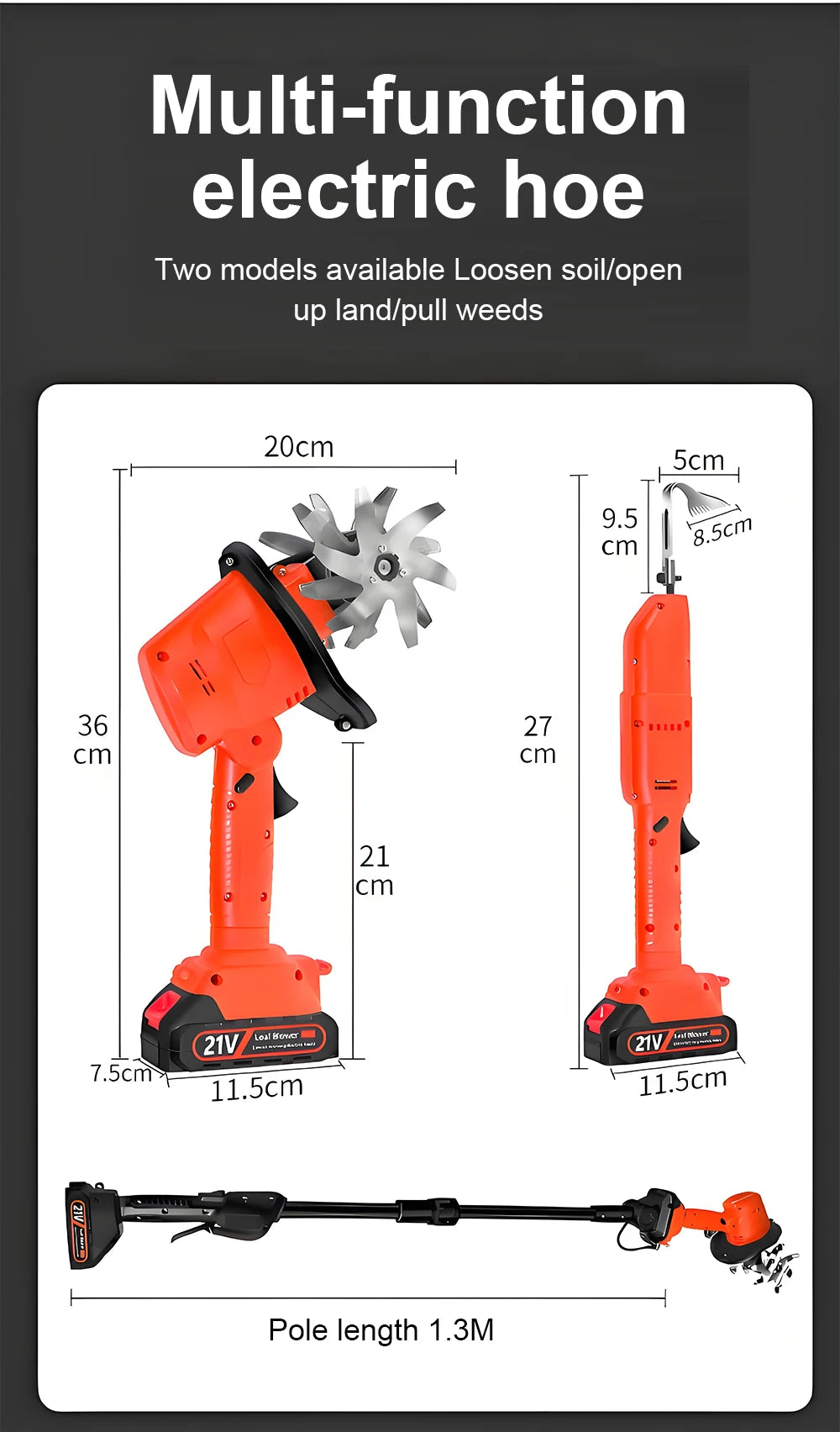 Electric Garden Tool Cordless Cultivator 21V or 24V Battery Random Supply Garden Equipment