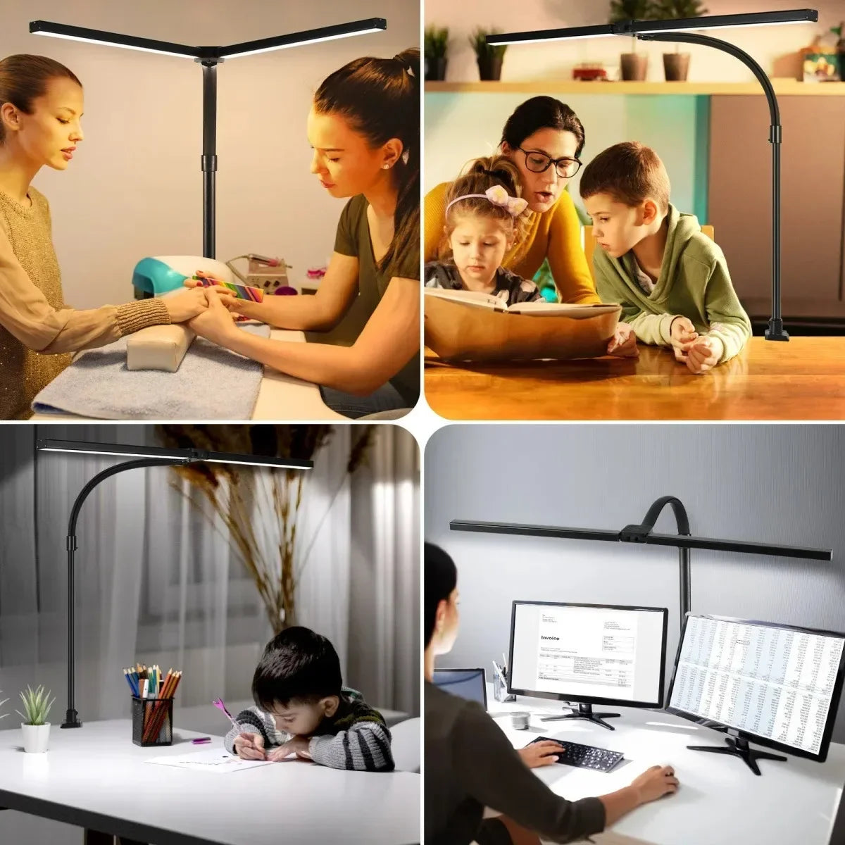 ALTCHIHYQ Double-Head LED Desk Lamp | 80cm Wide, Remote Control, 5-Level Dimming