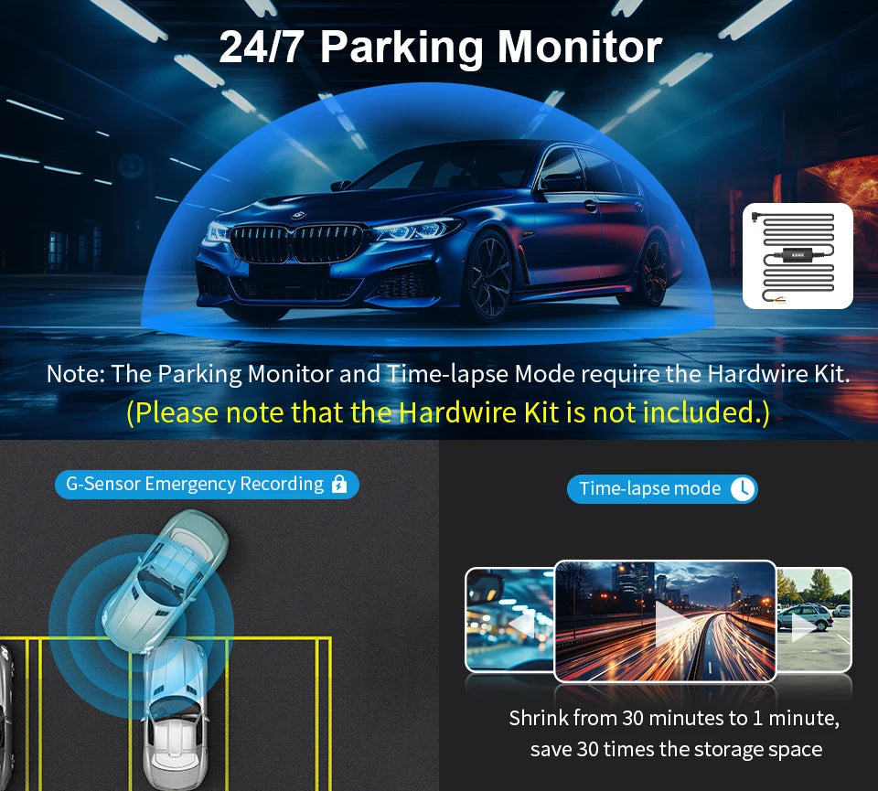 KAWA MINI 3 2K Dash Cam – Hidden WiFi Car DVR with Voice Control & 24H Parking Mode