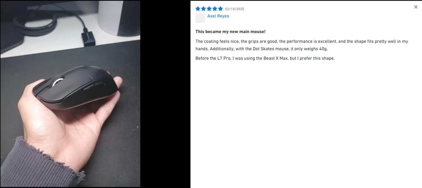 L7 Series Wireless Mouse – PAW3395 Sensor, 8K Receiver, Ultra-Lightweight