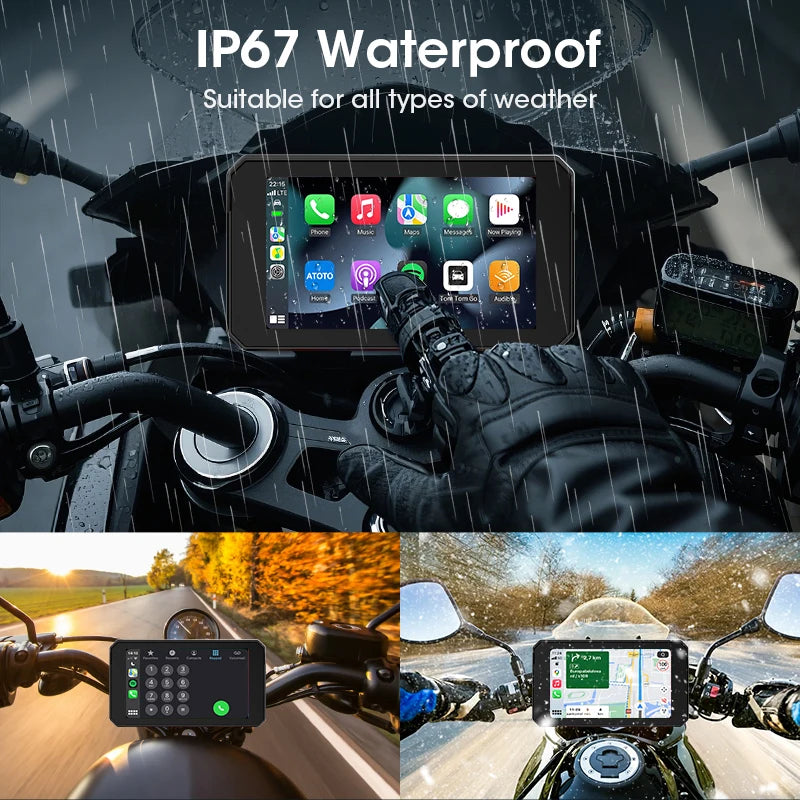 Jansite 5” IPX7 Motorcycle / Car Smart Display – Wireless CarPlay, Android Auto & MirrorLink
