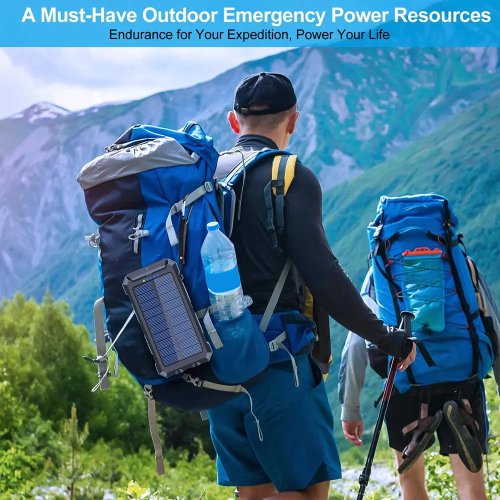 Solar Power Bank with LED Torch & Compass – Outdoor Emergency Charger (20W)