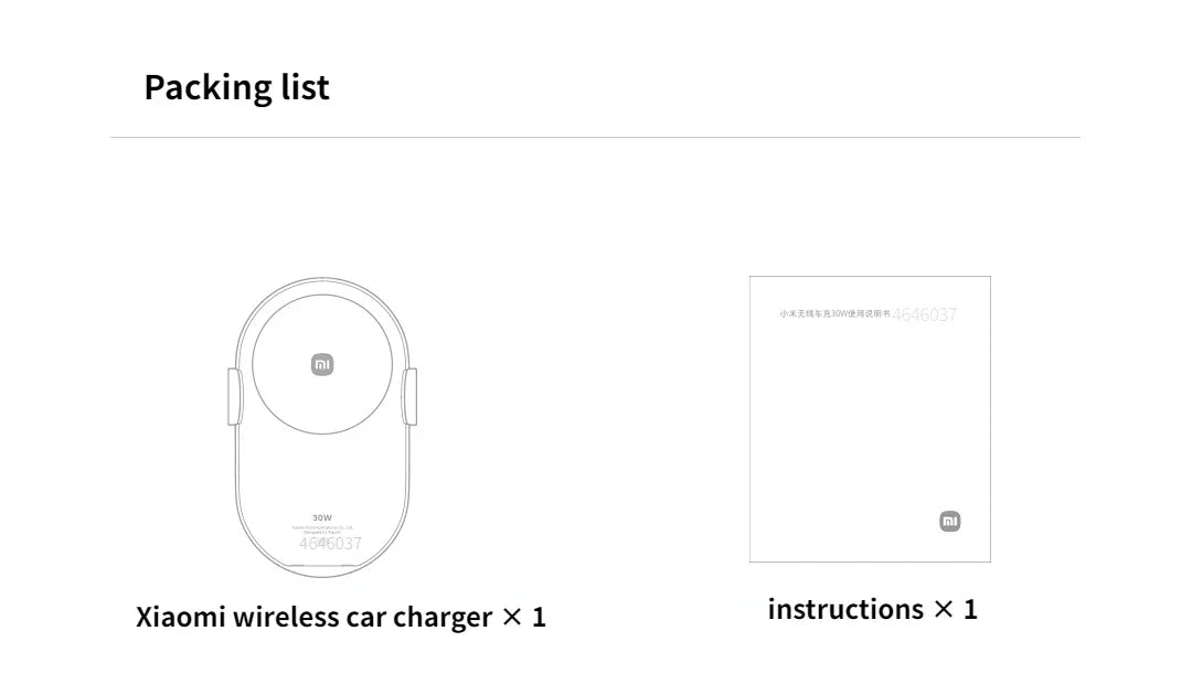 Xiaomi 30W Wireless Car Charger – Smart Auto-Clamp Fast Charging Phone Holder