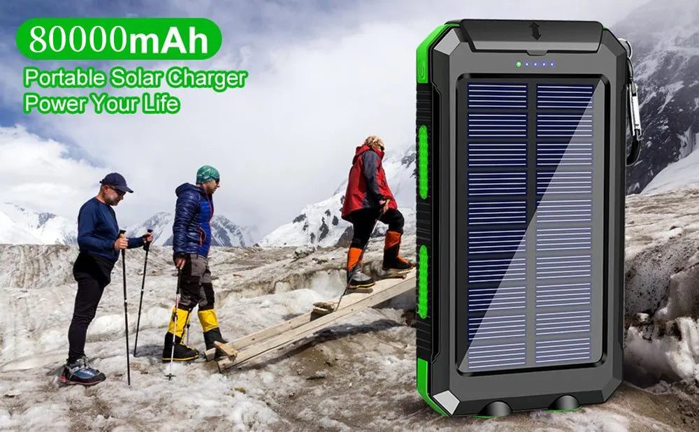 Solar Power Bank with LED Torch & Compass – Outdoor Emergency Charger (20W)