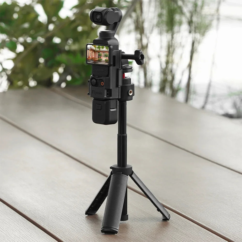 Adjustable Selfie Stick Tripod – Mini Table Tripod with Cold Shoe for GoPro & Insta360