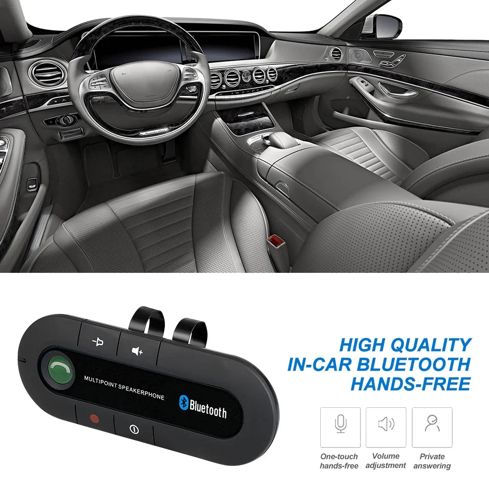 Car Sun Visor Bluetooth Speakerphone – Handsfree Calling Wireless Audio Receiver for Phone & Auto
