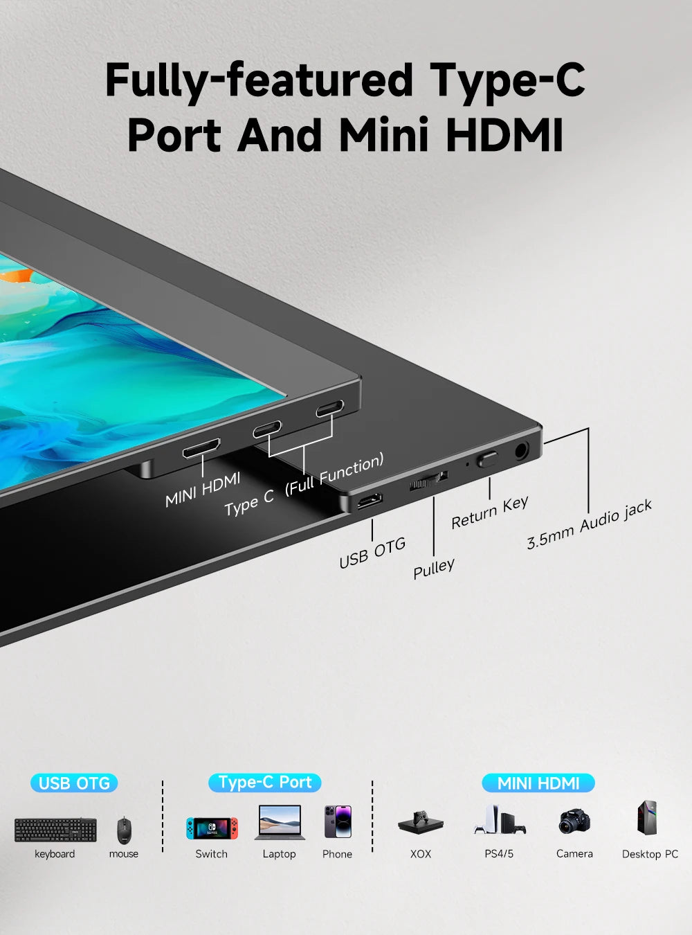 UPERFECT 13.3 Inch 4K OLED Portable Monitor with Speakers & USB-C / HDMI