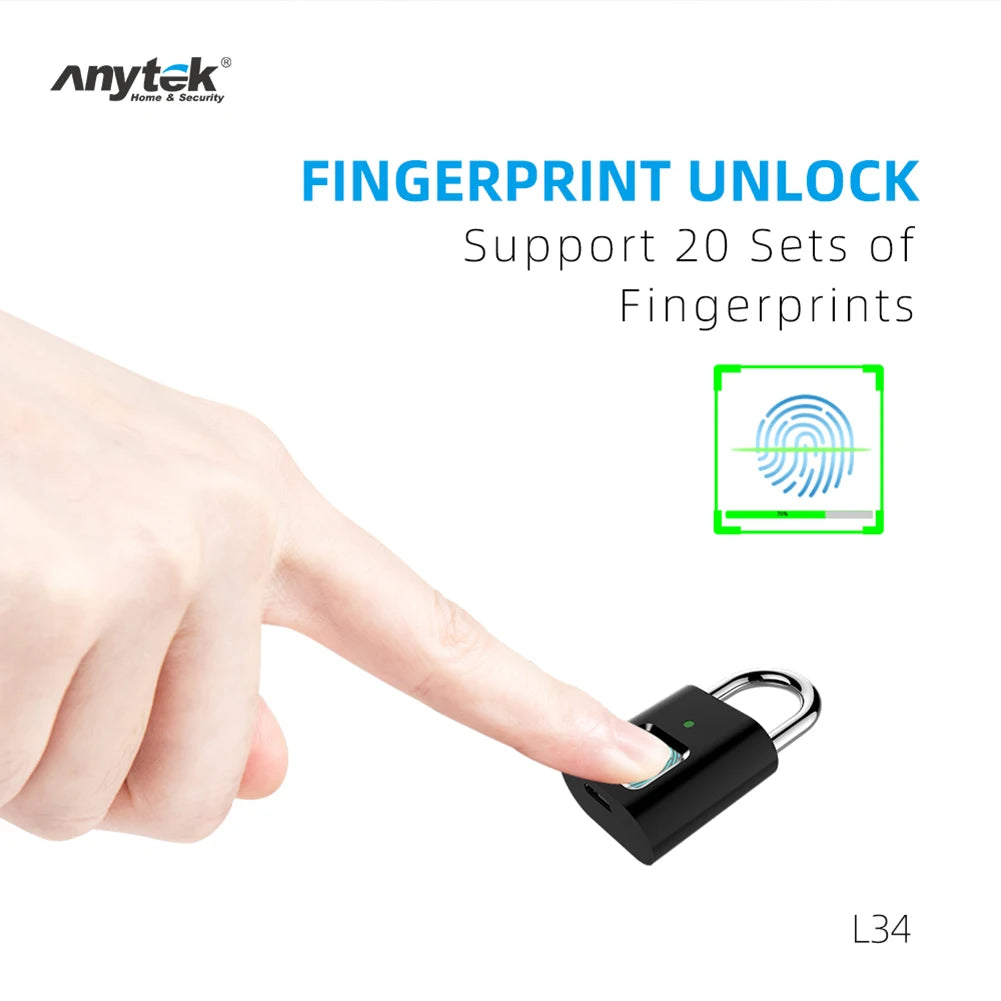 Biometric Fingerprint Padlock – Portable Keyless Lock for Locker & Luggage