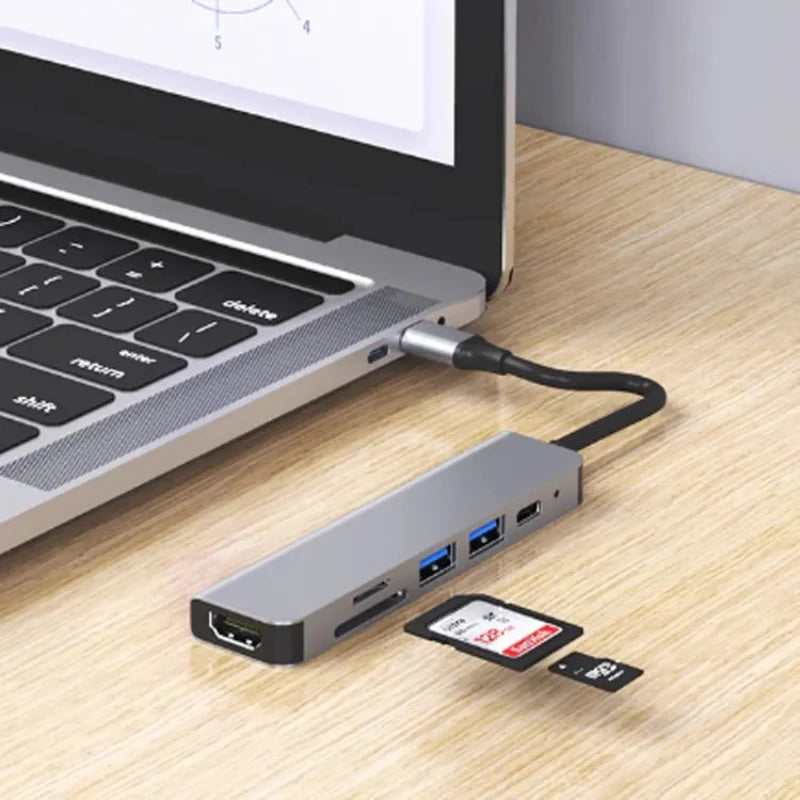 USB-C Hub to 4K HDMI Adapter – 5-in-1 Type-C Dock with PD Charging & Card Reader