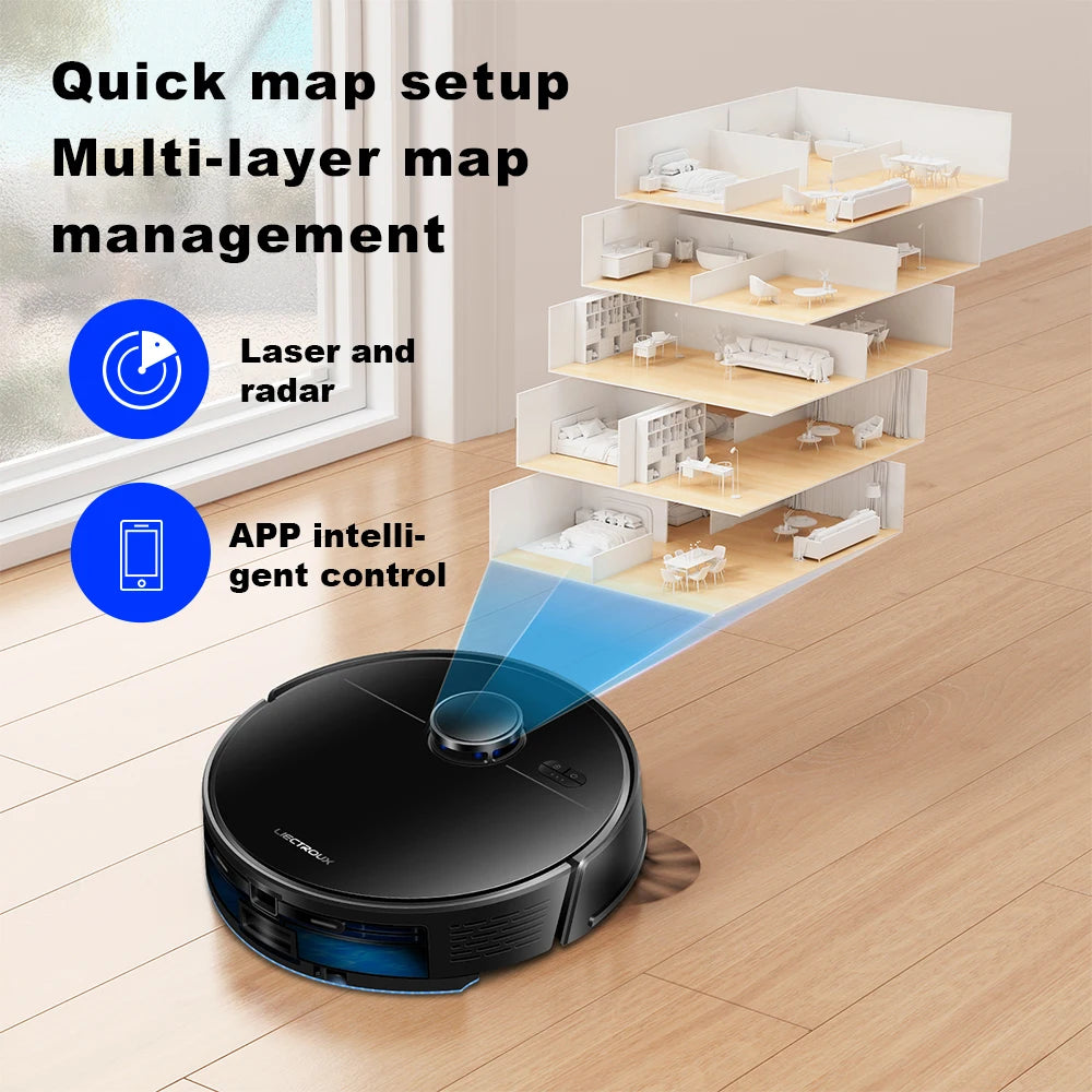 Liectroux M70 Pro Smart Robot Vacuum – LiDAR Navigation, 175-Min Runtime, Self-Empty Base