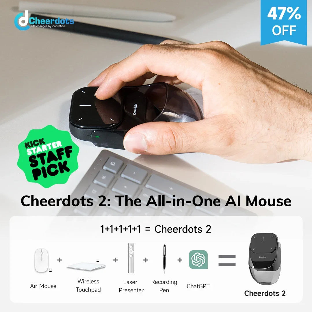 Ostar Yeah Cheerdots 2 AI Air Mouse – Bluetooth Wireless Presentation Remote with AI Recording & ChatGPT