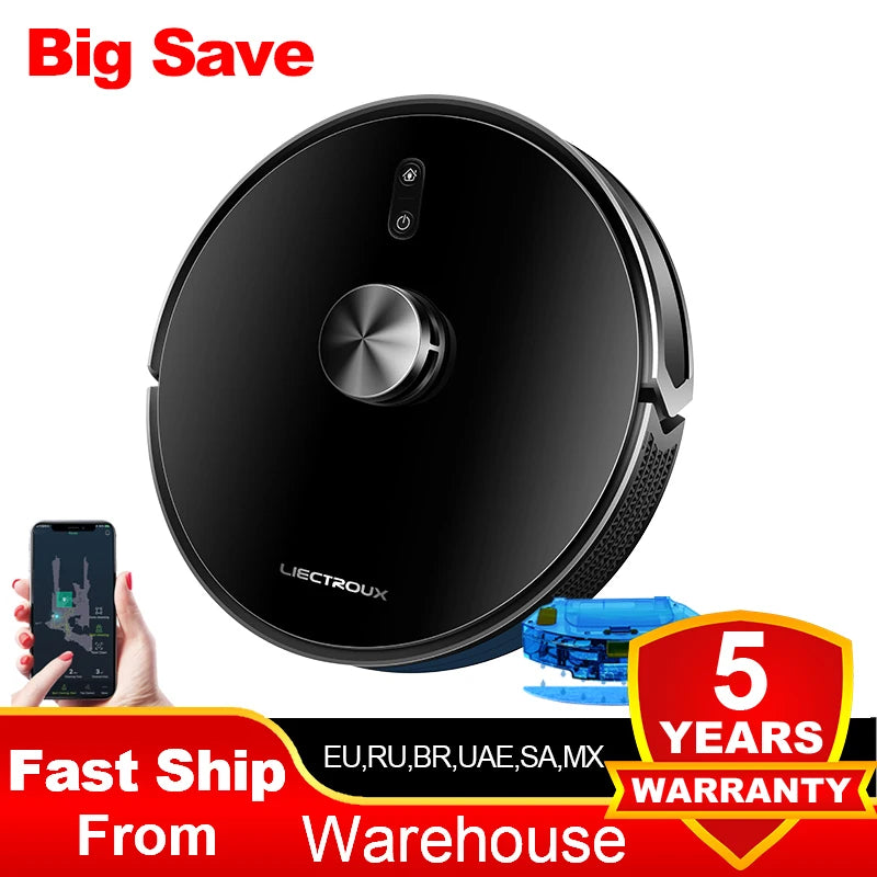 Liectroux X6 Smart Robot Vacuum Cleaner – Laser LiDAR, Y-Shape Mopping, 6500Pa Suction