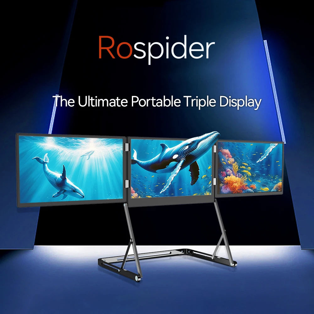 Rospider TriCreate Triple Screen Display Solution | IPS Full HD | Single-Cable Multi-Monitor Support