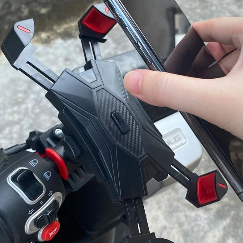 HONGDAK 360° Bicycle Phone Holder – One-Hand Lock Shockproof Mount (4.7–7.2″)