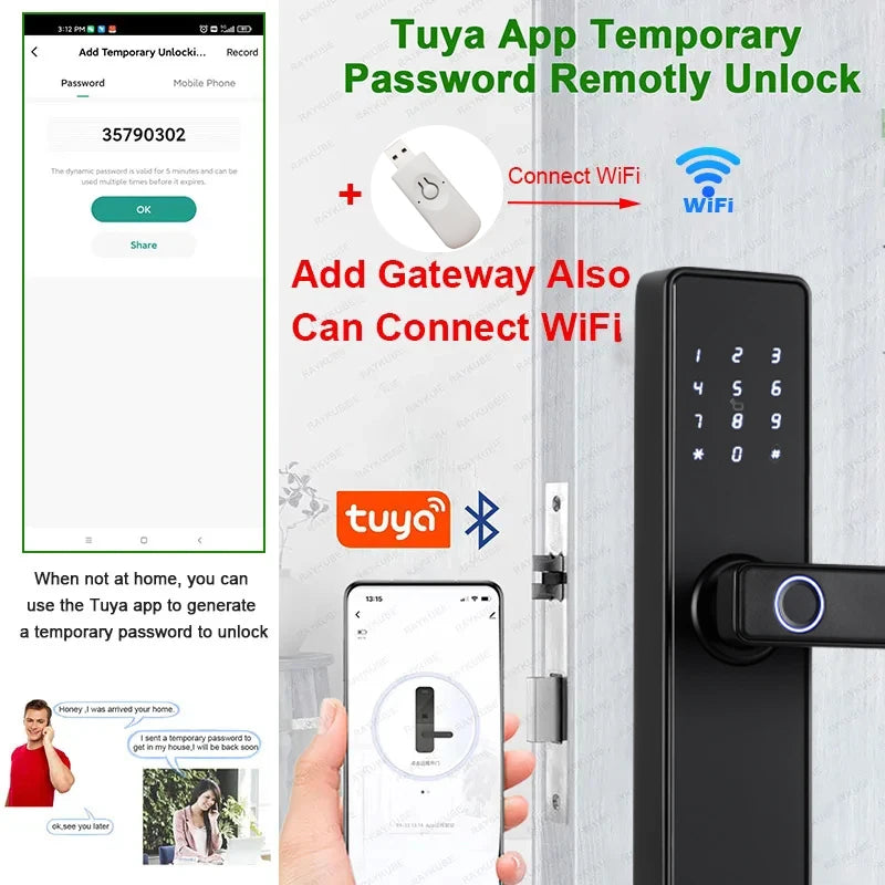 RAYKUBE K20 Smart Fingerprint Door Lock – Tuya Bluetooth App, Card & Password Unlock