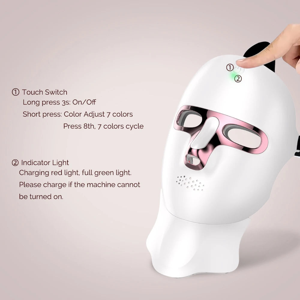 Wireless LED Facial & Neck Mask 7-Color Therapy – Foreverlily Skin Care Device