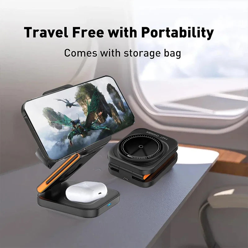 30W Magnetic Wireless Charger Stand – iPhone, Apple Watch & AirPods