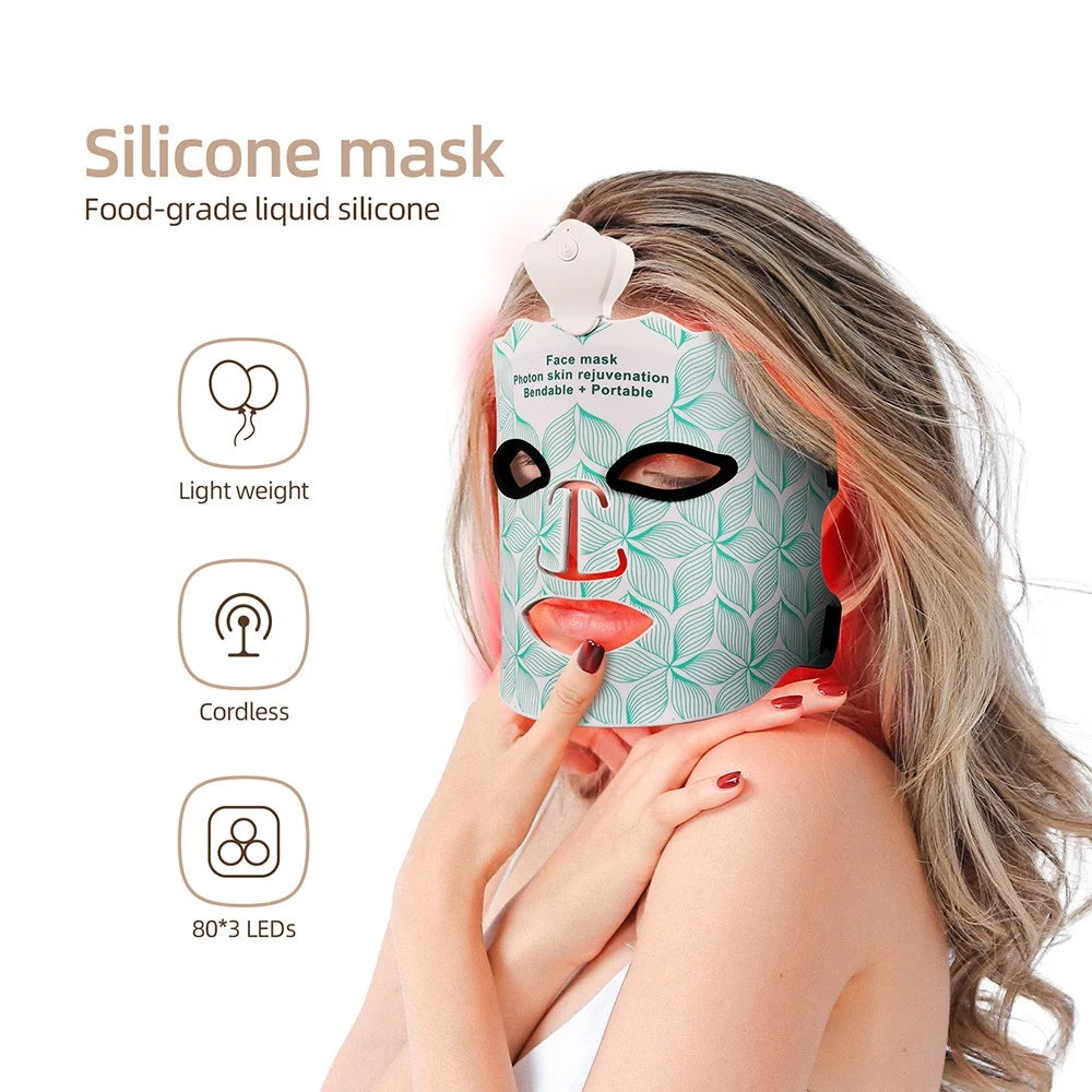ForeverLily 7-Color Silicone LED Facial Mask – USB Rechargeable Skincare Beauty Device (No Box)