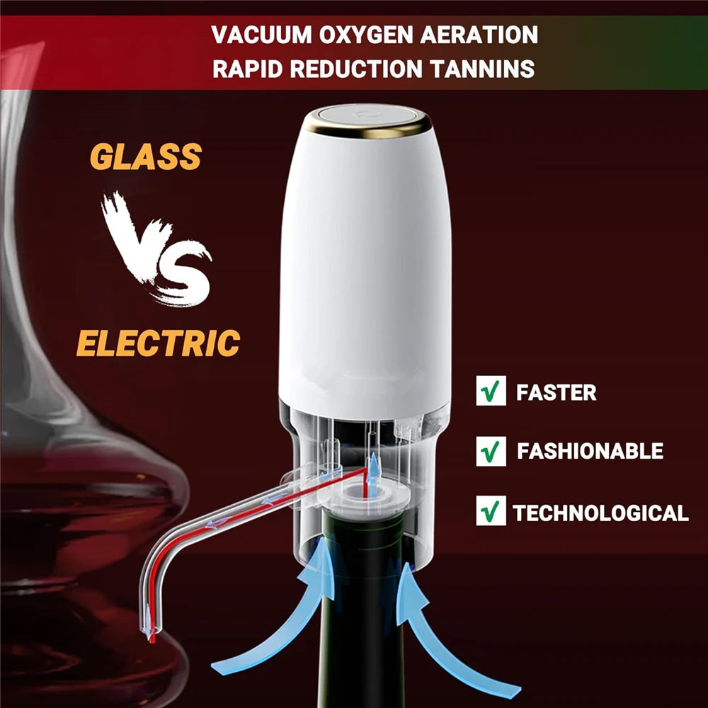 Electric Wine Decanter & Aerator – Instant USB Rechargeable Automatic Wine Pourer for Home Bar