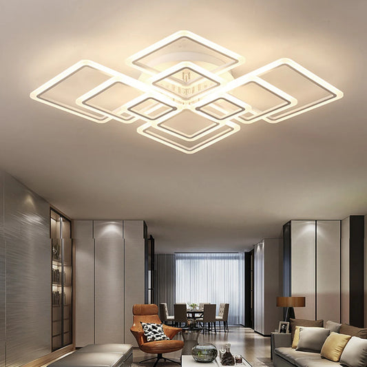 Jelena Modern Square LED Ceiling Lamp | Smart Dimming, 4–10 Head Options