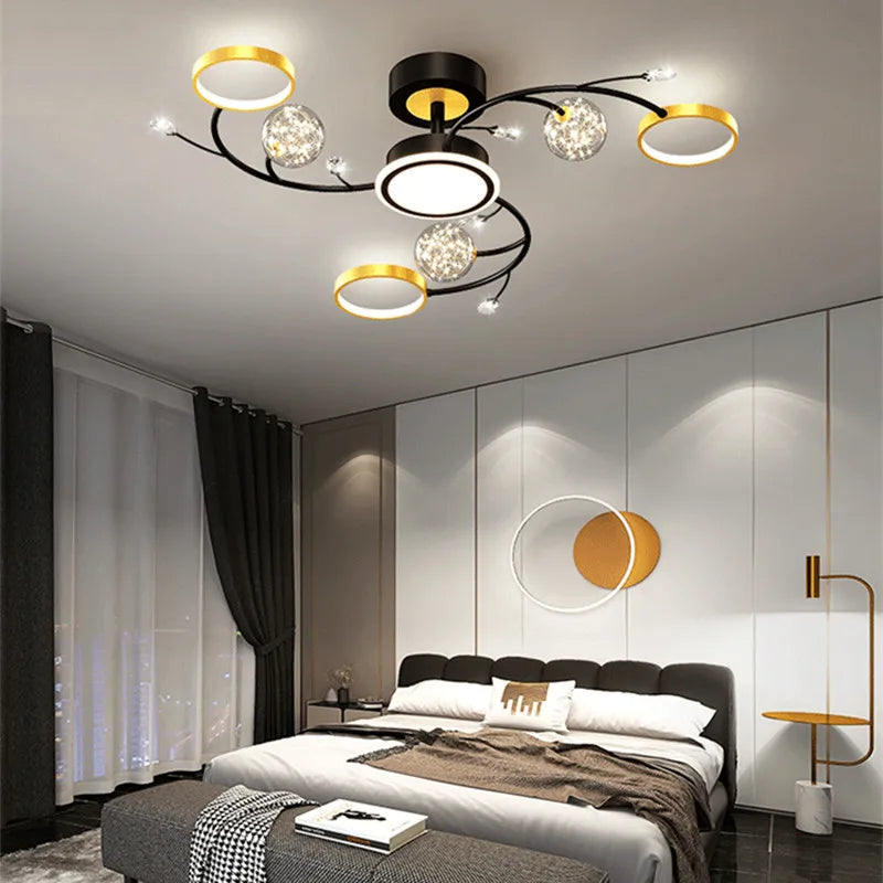Artpad Modern Star Moon Ceiling Light Fixture | Romantic LED Chandelier for Bedroom & Living Room