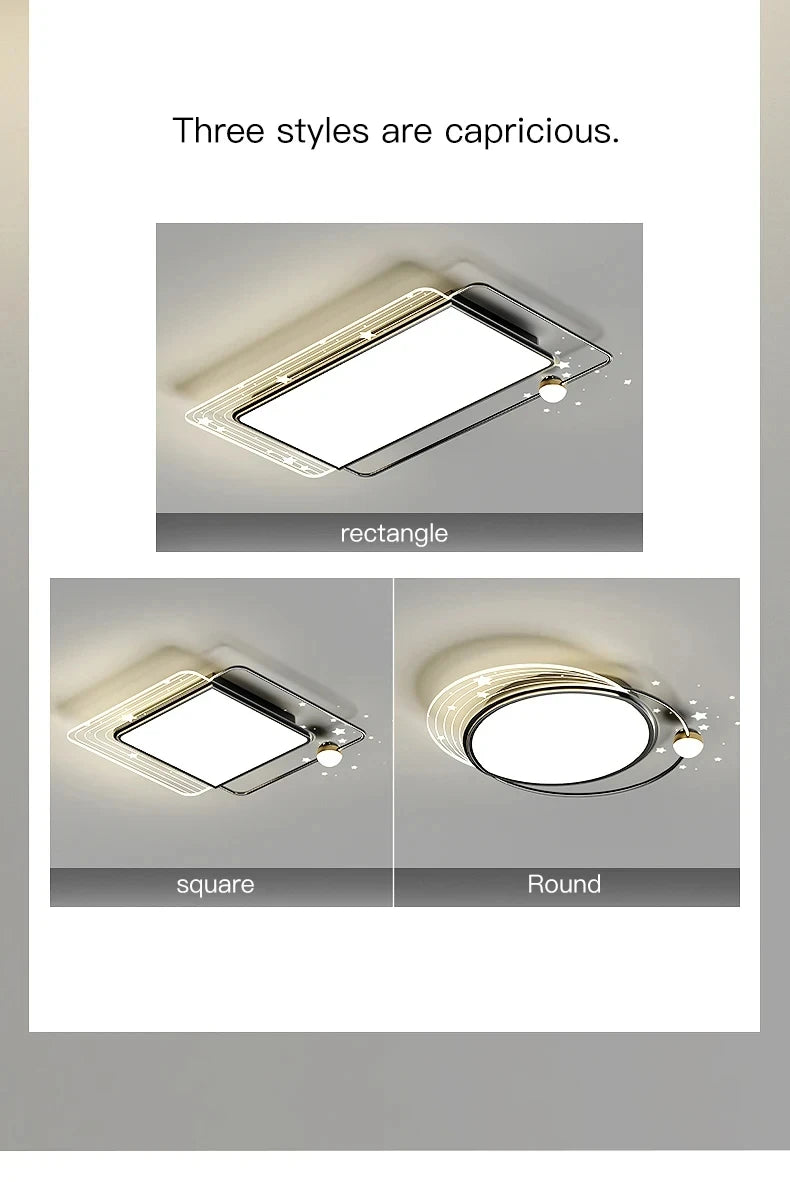 AuroraRealm Modern Ceiling Light with Remote | Gold LED Ceiling Lamp, 90–260V