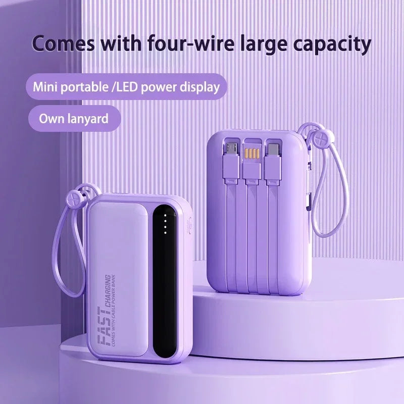 High-Capacity Power Bank 120W – Built-in 4 Cables, Digital Display (10000mAh / 30000mAh / 50000mAh)
