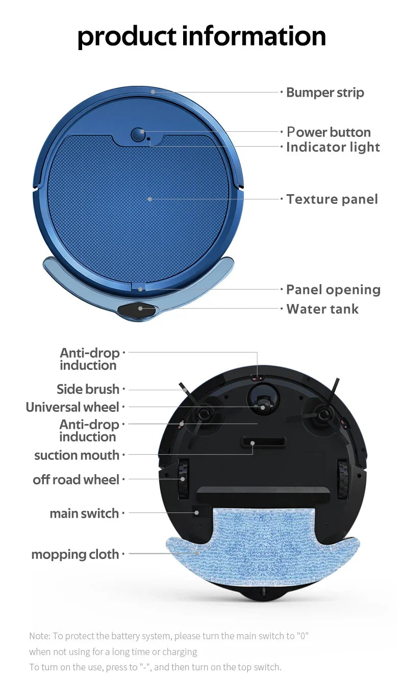 OBOW AI Smart Robot Vacuum & Mop – 2000Pa Suction, App Control, 80-Min Runtime