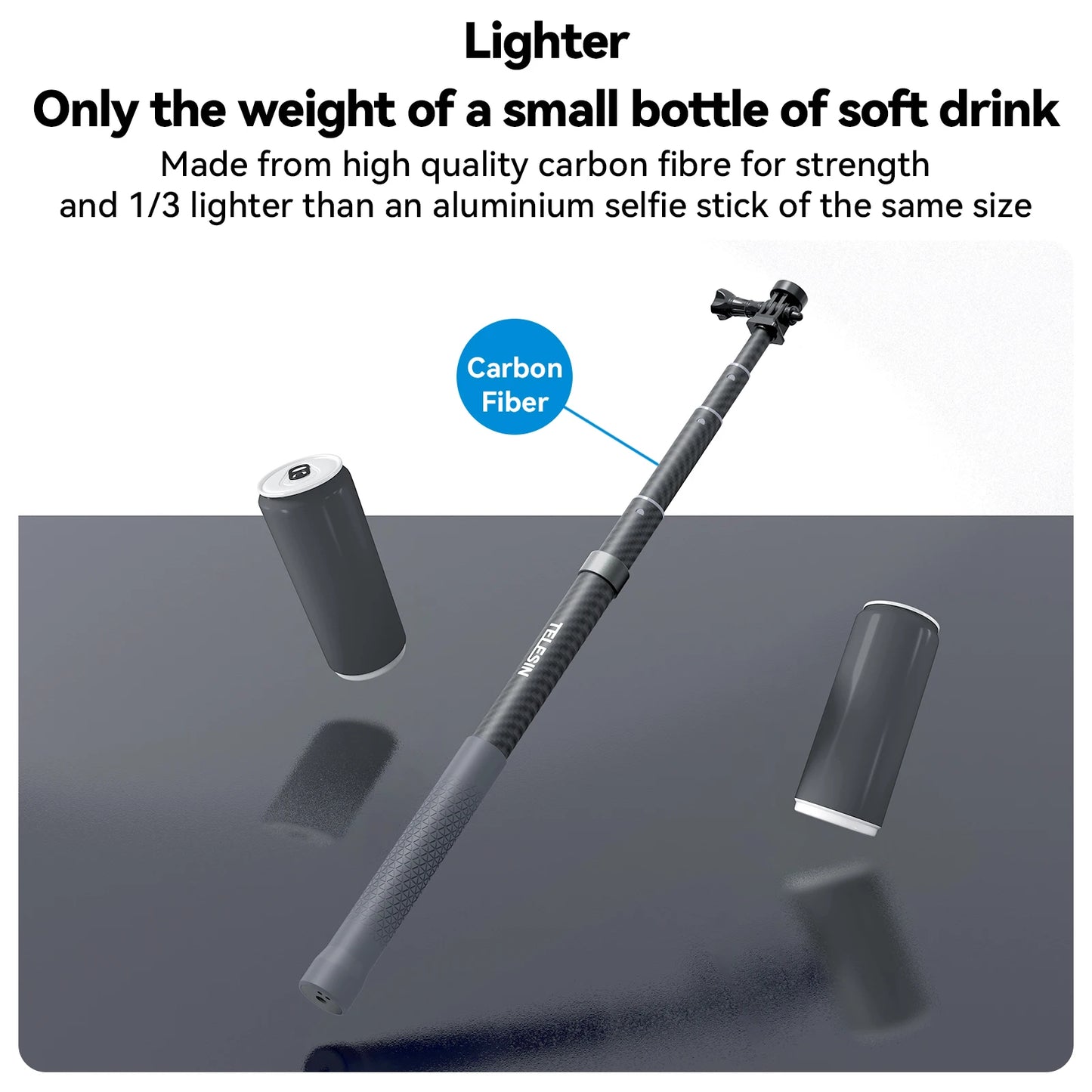 Carbon Fiber Selfie Stick 3m – Lightweight Extendable Pole for GoPro & Action Cameras