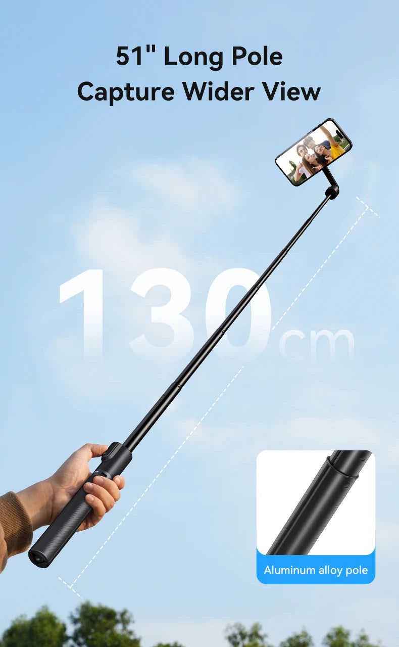 Magnetic Selfie Stick Tripod for iPhone – Bluetooth Remote & 360° Rotation