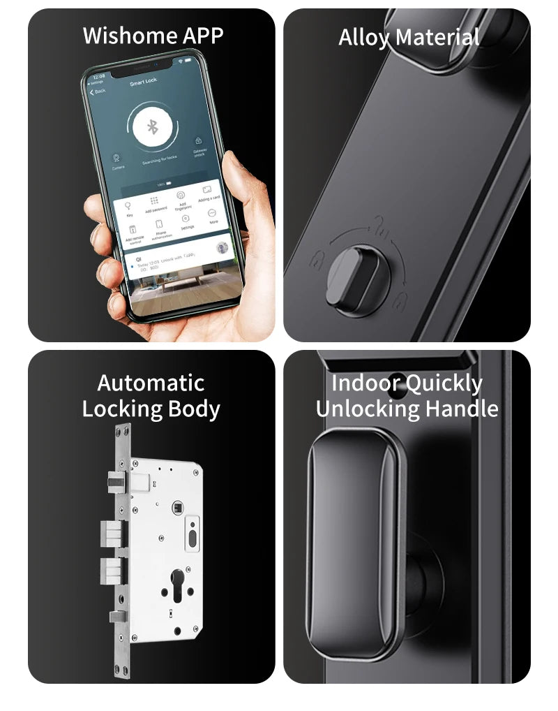 Wishome W-F9 Smart Face Recognition Door Lock with Camera & HD Screen – WiFi Fingerprint Lock