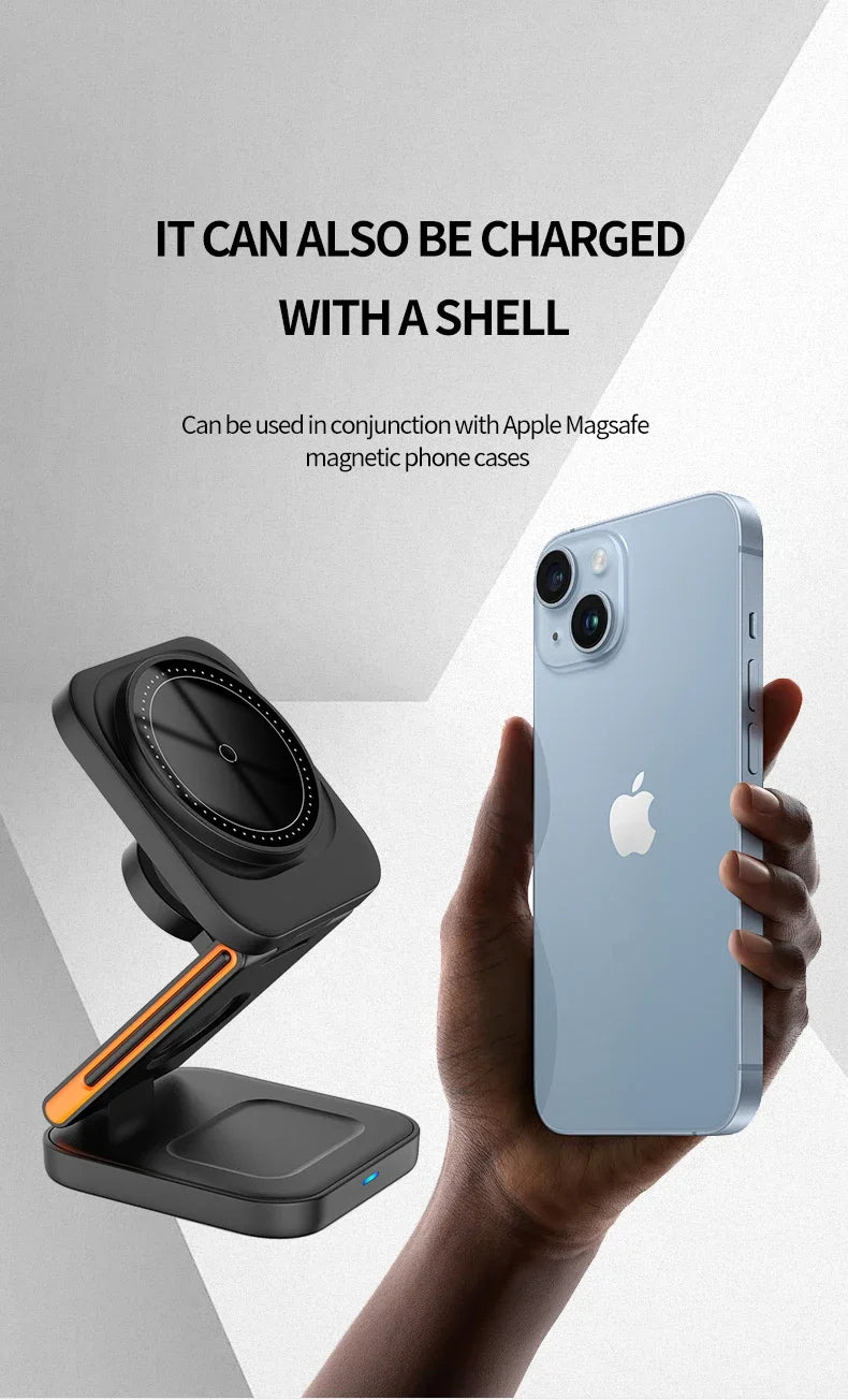 30W Magnetic Wireless Charger Stand – iPhone, Apple Watch & AirPods