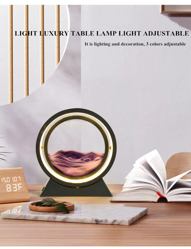 Rotating Quicksand Art Lamp | 360° Moving Sand Glass Atmosphere Light