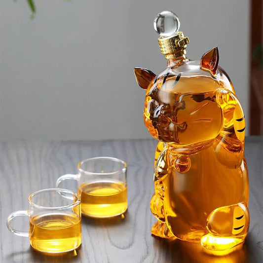 1000ml Cat Shaped Glass Drinks Decanter – Hand Blown Wine & Spirits Carafe