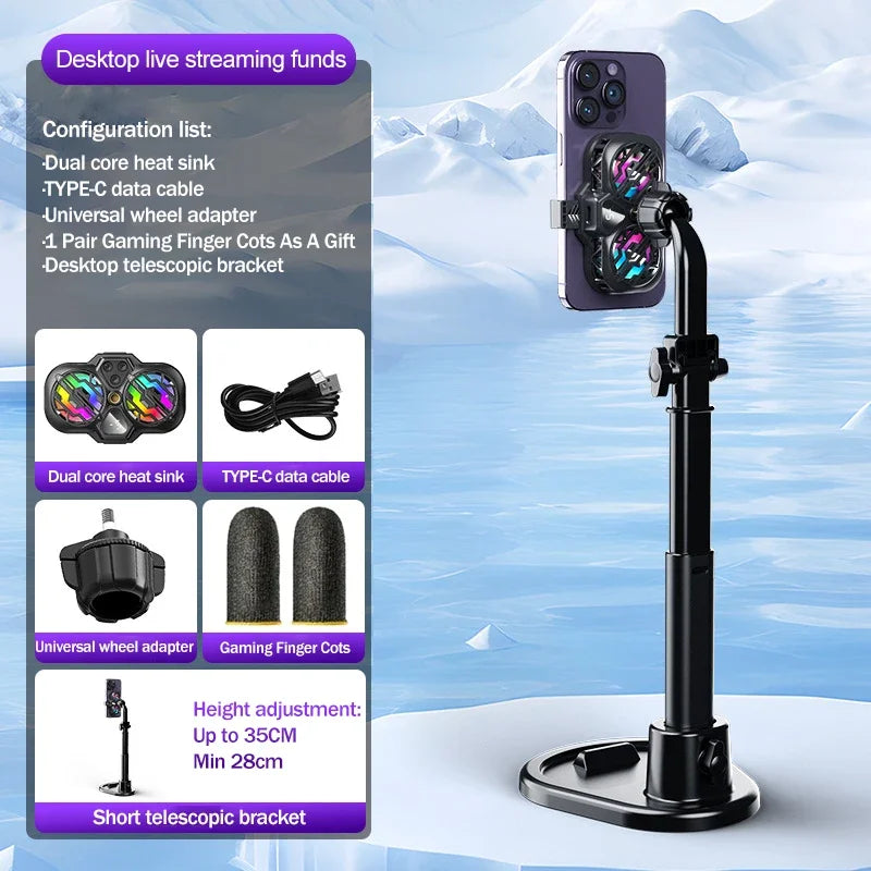 K11/K12 Mobile Live Streaming Radiator – Dual-Core Phone Cooler with Digital Display