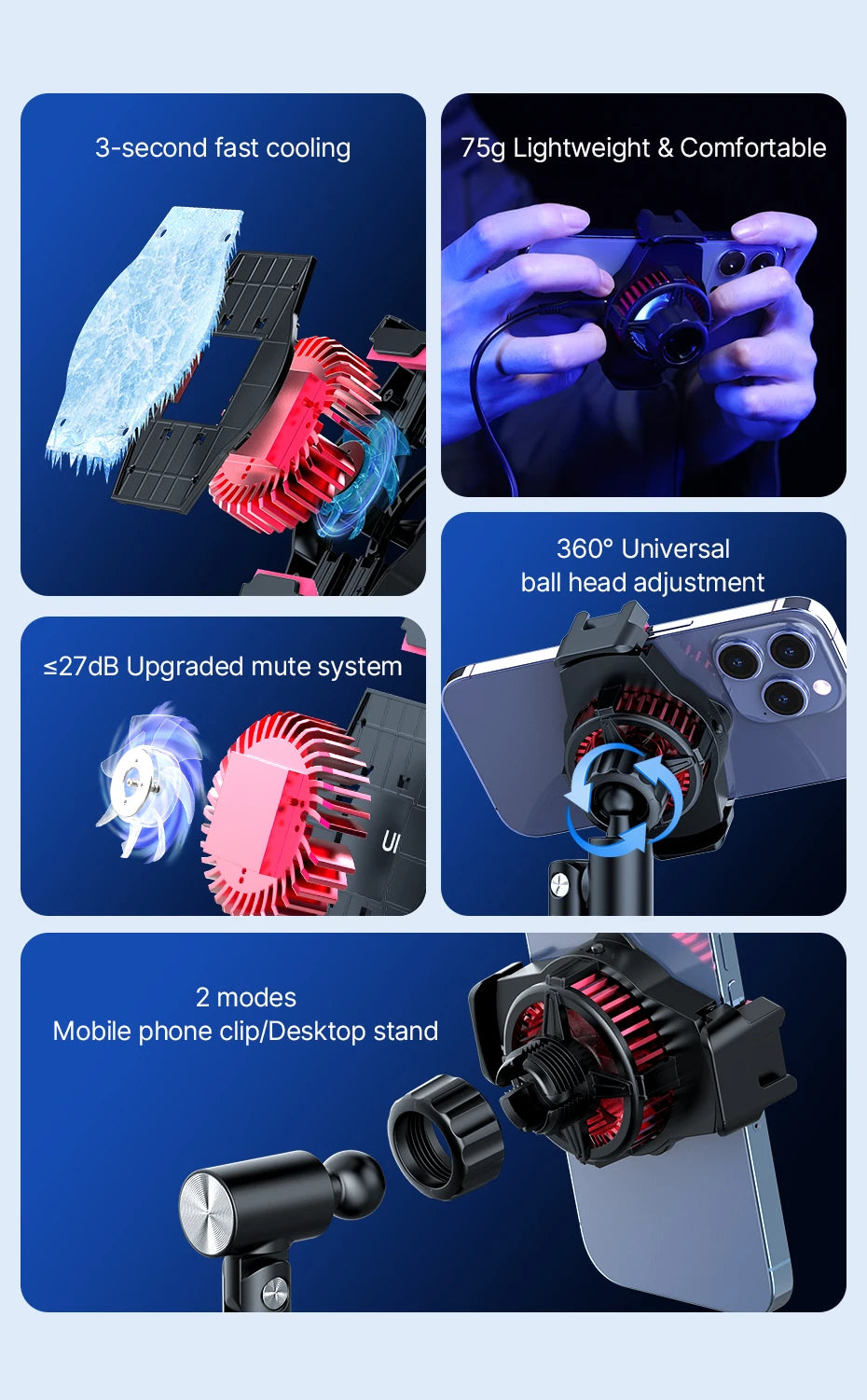 SK-06 Livestream Phone Clip with Cooling Radiator – Mobile Streaming Heat Control