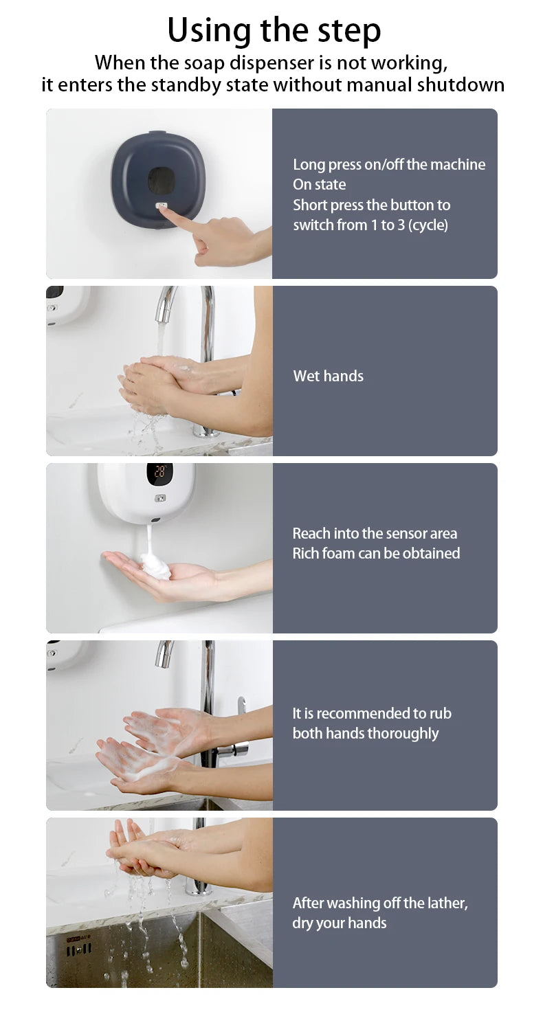 BALASHOV Automatic Foam Soap Dispenser – Touchless Wall-Mounted USB Rechargeable (S1)