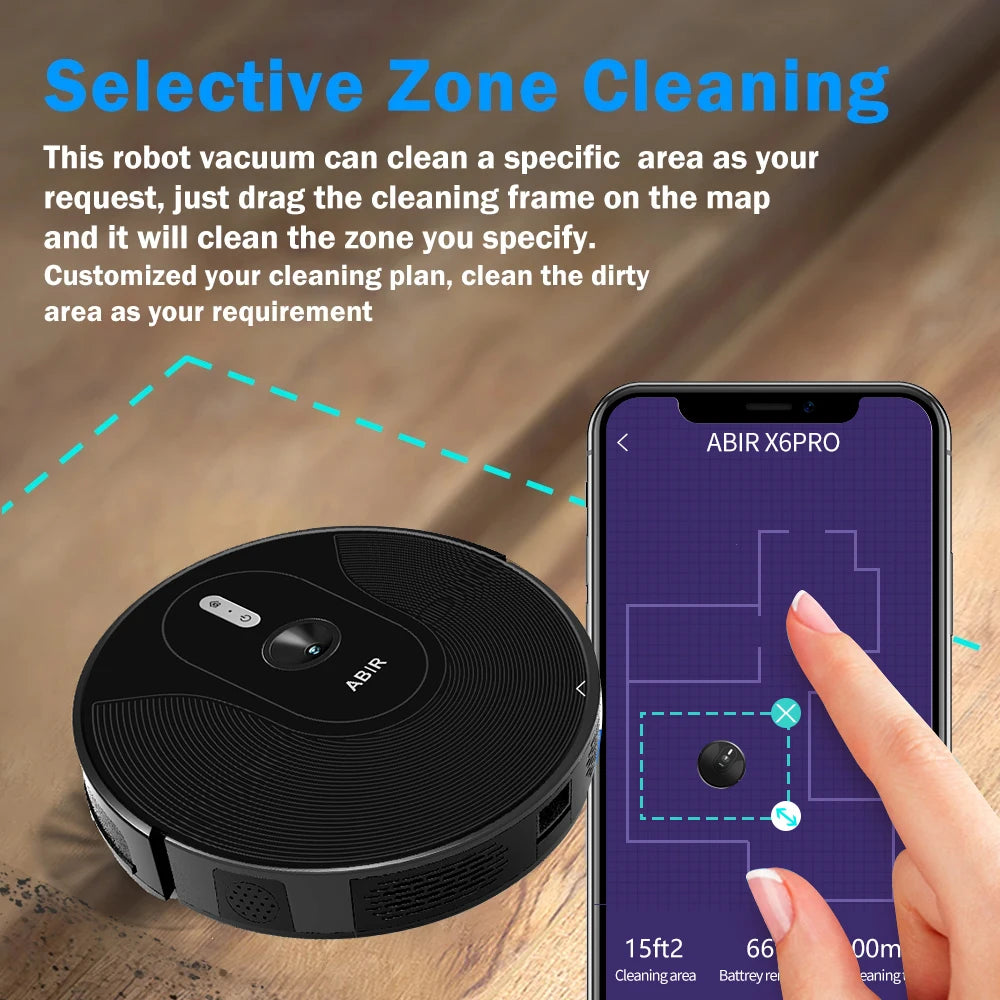 ABIR X6 Pro Robot Vacuum & Mop Combo – 6000Pa Power, Visual Mapping, Voice Control