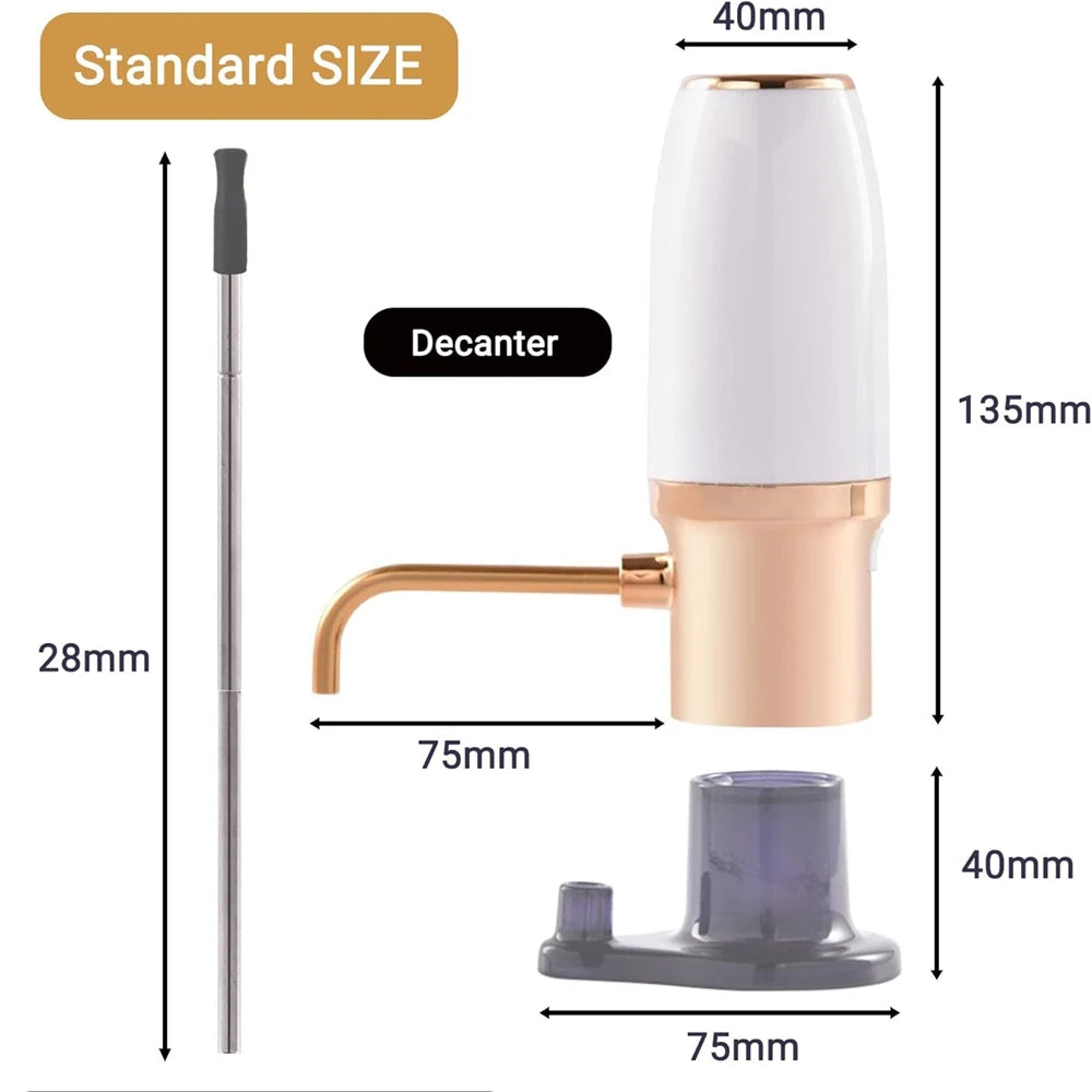 Electric Wine Decanter & Aerator – Instant USB Rechargeable Automatic Wine Pourer for Home Bar