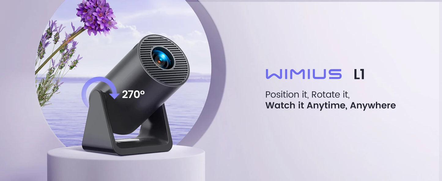WIMIUS L1 Mini Smart Projector Android 11 | WiFi 6 Bluetooth 5.2 | 300 ANSI | 1080P Support Portable Home Theatre