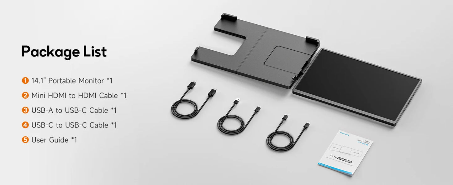 Dopesplay 14″ Dual Screen Laptop Extender | 1200P IPS 16:10 | USB-C Plug & Play | Portable Monitor