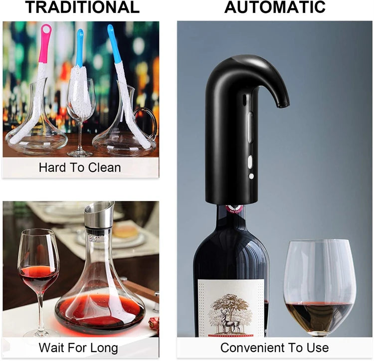 Electric Wine Aerator – Instant Wine Decanter with ABS & Silicone Design