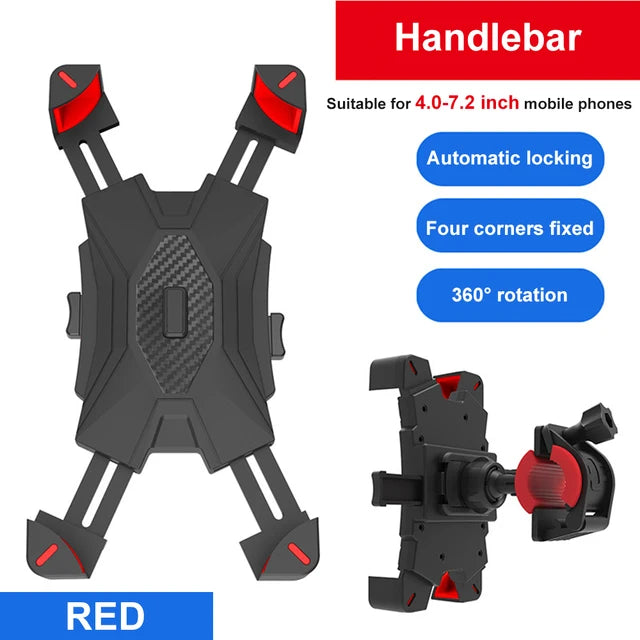 HONGDAK 360° Bicycle Phone Holder – One-Hand Lock Shockproof Mount (4.7–7.2″)