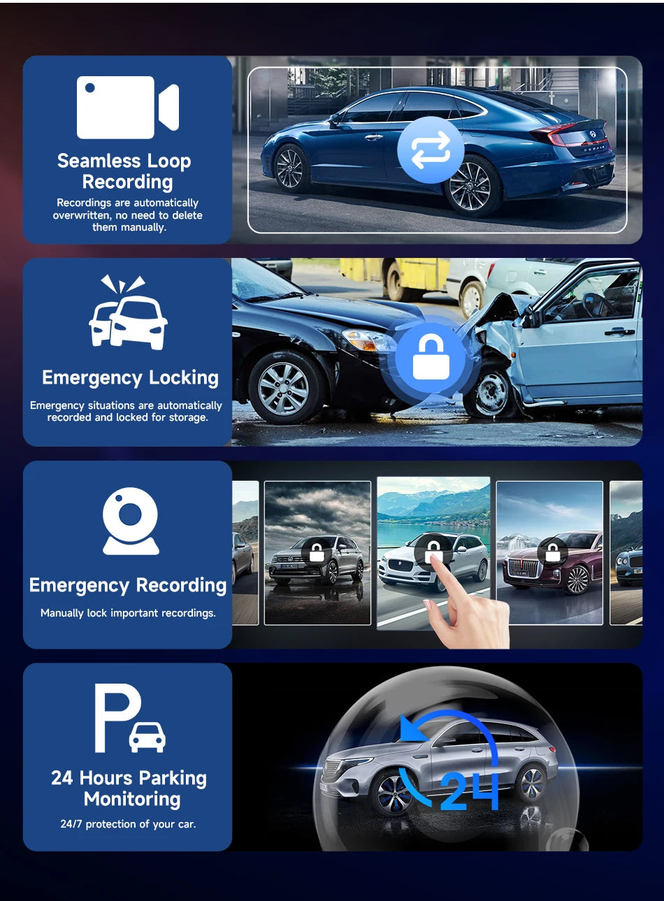 Srnubi 11.26" Portable 4K Car Dash Camera Dual Lens with IPS Touchscreen, Parking Monitor & ADAS