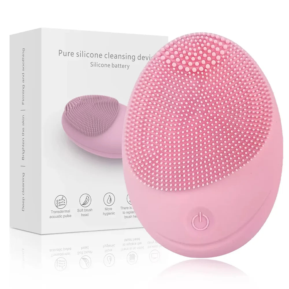 Electric Silicone Facial Cleansing Brush – High-Frequency Vibration Deep Clean & Massage Tool