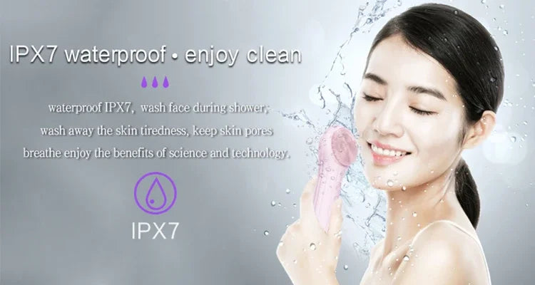 LSHOW Rechargeable Sonic Facial Cleansing Brush with Hot Compress – IPX7 Waterproof Deep Clean & Massage Tool